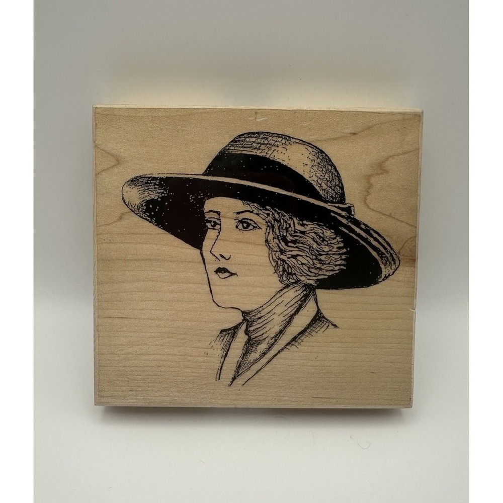 B Line Designs Tonya HC314E Victorian Lady Hat 1920s Wood Mount Rubber Stamp Vtg